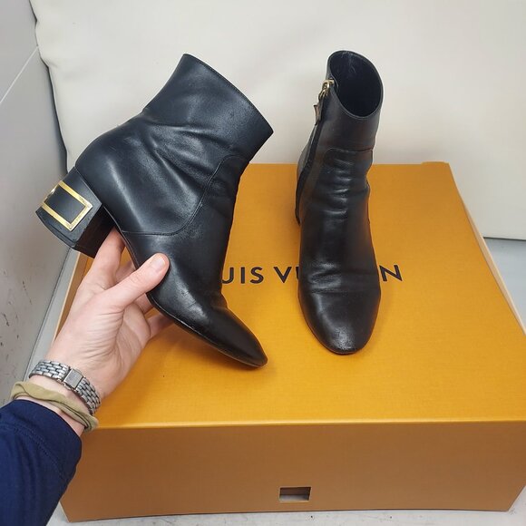 Louis Vuitton Black Logo Calfskin Bliss Ankle Boot - Picture 1 of 16